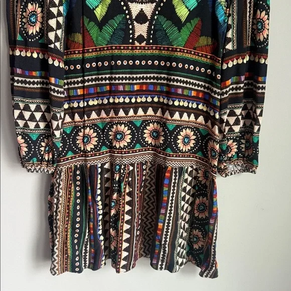Farm Rio for Anthropologie Carlotta abstract patterned long-sleeve dress XS - Picture 5 of 11